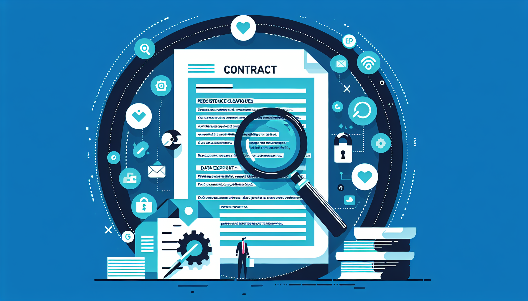 Revisión de contrato de software de facturación electrónica identificando cláusulas críticas