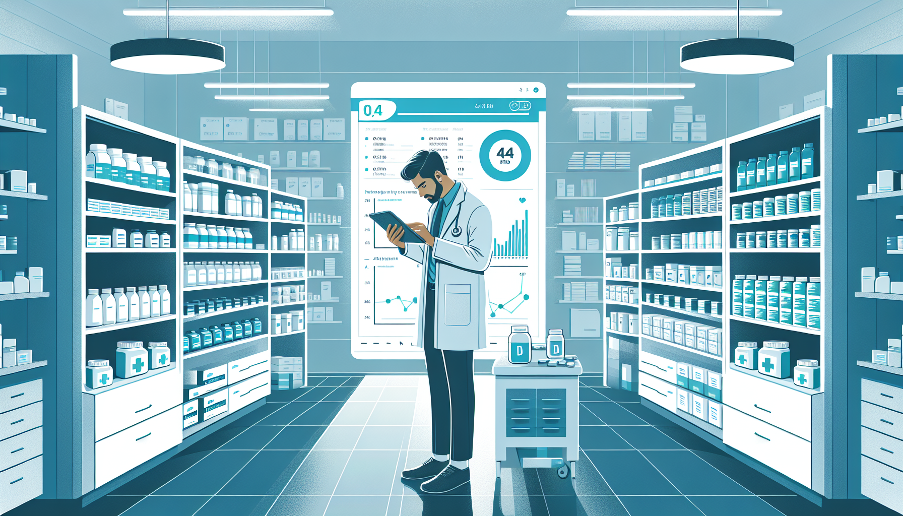 Farmaceutico gestionando su stock